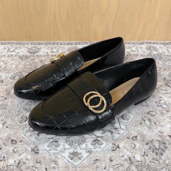 C Comfort Shoes - C Comfort Black Croc Loafers Gold Hardware